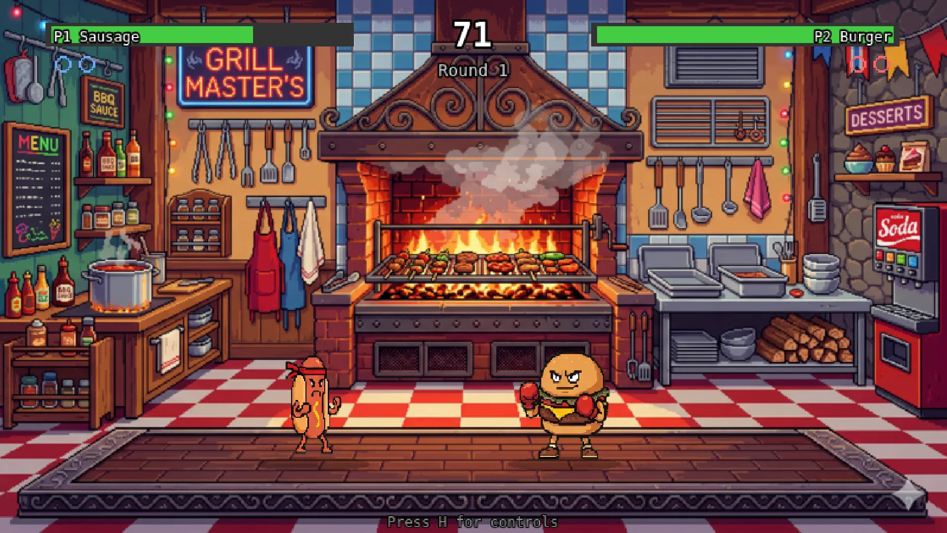 Fight scene with two characters battling